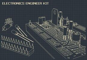 Electronics components outline vector