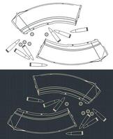 Magazines and bullets for assault weapons illustration vector