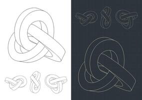 Moebius knot drawings Set vector