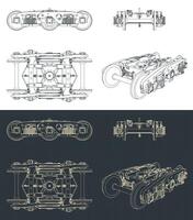 Train wheelbase blueprints vector