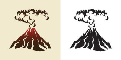 Volcanic eruption with black clouds of smoke vector