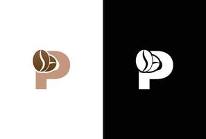 Initial Letter P Coffee Logo Template. Letter P coffee shop icon, coffee brand, minimalist, modern Suitable for coffee shop logo template. vector