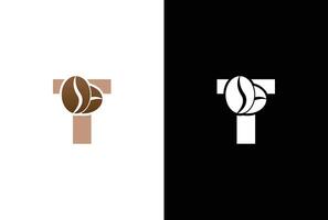 Initial Letter T Coffee Logo Template. Letter T coffee shop icon, coffee brand, minimalist, modern Suitble for coffee shop logo template. vector