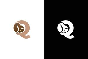 Initial Letter Q Coffee Logo Template. Letter Q coffee shop icon, coffee brand, minimalist, modern Suitable for coffee shop logo template. vector