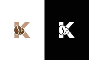 Initial Letter K Coffee Logo Template. Letter K coffee shop icon, coffee brand, minimalist, modern Suitable for coffee shop logo template. vector
