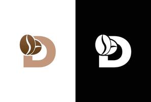 Initial Letter D Coffee Logo Template. Letter D coffee shop icon, coffee brand, minimalist, modern Suitable for coffee shop logo template. vector