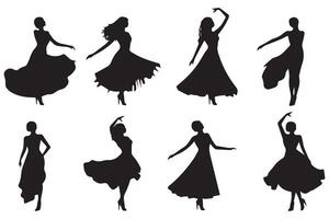 Group of people dancing silhouette illustration isolated on white background vector