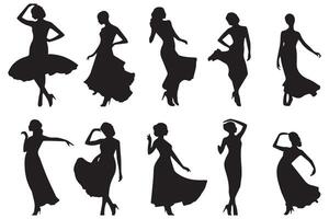 creative silhouettes happy dancing people on white background vector