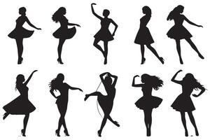 Group of people dancing silhouette illustration isolated on white background vector