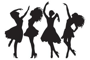 silhouettes happy dancing people on white background vector