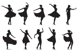 Group of people dancing silhouette illustration isolated on white background vector