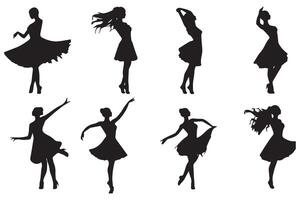 silhouettes happy dancing people on white background vector