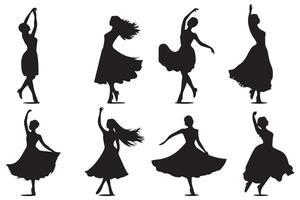 creative silhouettes happy dancing people on white background vector