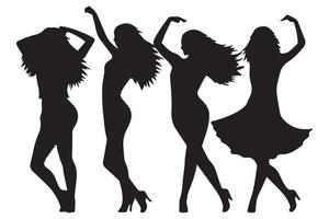 Group of people dancing silhouette illustration isolated on white background vector