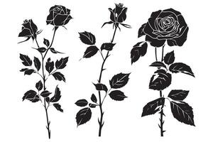 Set of roses silhouettes isolated on a white background vector