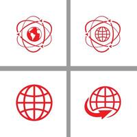 gratis globo tierra mundo íconos blanco en rojo vector