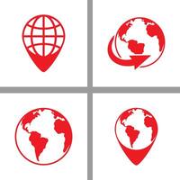 gratis globo tierra mundo íconos blanco en rojo vector