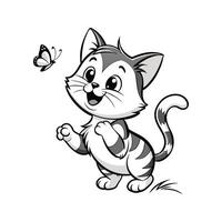 Cute Happy Cat and Butterfly vector