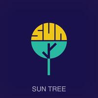 Creative tree and sun combination sign logo. Uniquely designed color transitions. Company and workplace logo template vector