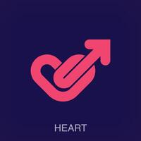 creativo corazón y flecha firmar logo. romántico y unificando logo modelo. vector