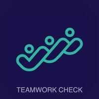 creativo trabajo en equipo cheque logo. empresa y lugar de trabajo logo modelo vector