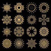 set of islamic geometric gold ornament vector