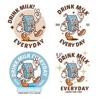 milk box retro mascot character vector