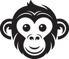 Cute monkey head silhouette illustration. vector