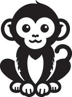 Silhouette of a naughty little monkey illustration. vector