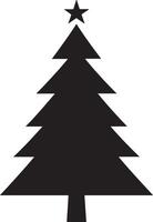 Christmas Tree With Star silhouette. vector