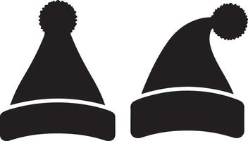Papa Noel claus sombrero conjunto icono ilustración. alegre Navidad gorra. silueta de fiesta sombrero. vector