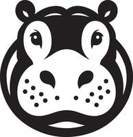 Hippopotamus cartoon head face illustration. vector