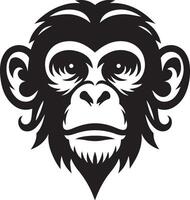 Angry monkey face silhouette illustration. vector