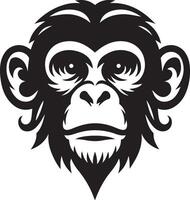 Angry monkey face silhouette illustration. vector