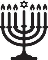 Hanukkah menorah with candles illustration. Jewish symbol. vector