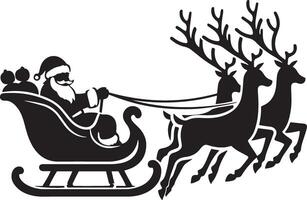 Navidad Papa Noel cláusula montando su trineo ilustración. vector
