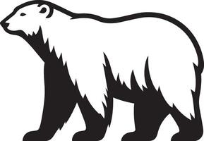 Walking polar bear silhouette illustration. vector