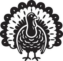 Thanksgiving Turkey silhouette front view illustration. vector