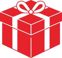 Red gift box icon illustration for birthday or wedding collection. Merry Christmas and Happy New Year gift box. vector