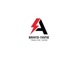 Electric Logo, abstract letter A with lightning bolt, thunder bolt design logo template, illustration vector