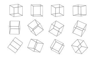 Sets of Cube 3d image different perspective. Illustration vector