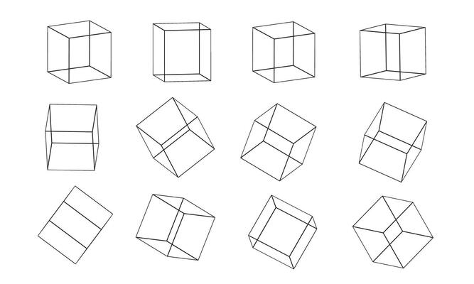 Sets of Cube 3d image different perspective. Illustration