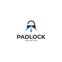 House with padlock logo design template illustration idea vector