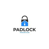 House with padlock logo design template illustration idea vector