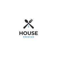 Fork and spoon combination house logo design template illustration idea vector