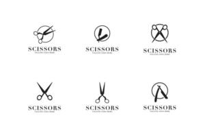 Barber tool scissors logo design template illustration idea vector