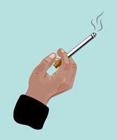 illustration of smoker holding a cigarette in hand. vector