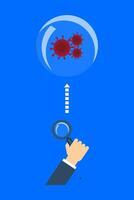 illustration design of analyzing virus with magnifying glass. vector