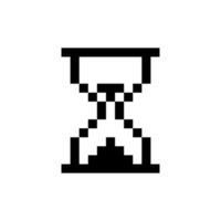 Sand clock icon for graphic design projects. pixel art. vector