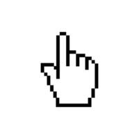 Computer hand cursor click icon. Pixelated hand pointer clicking effect. vector